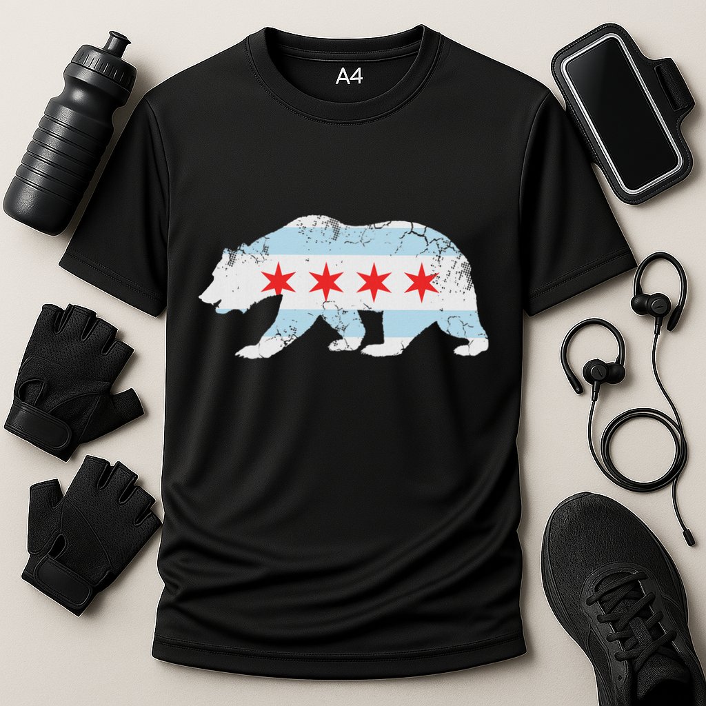 California Bear Chicago Flag Transplant Family Home Cooling Performance Crew T-Shirt