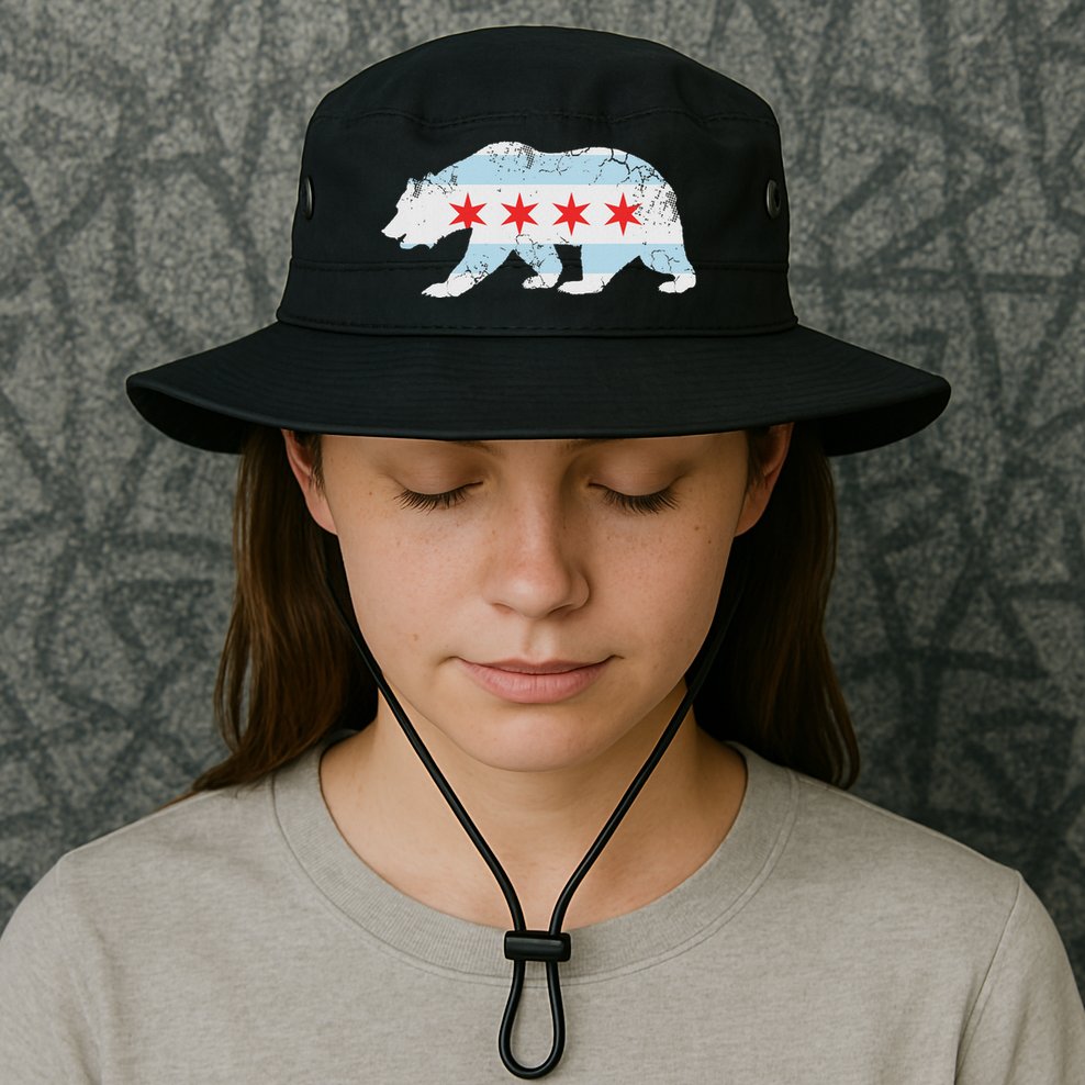 California Bear Chicago Flag Transplant Family Home Bucket Hat