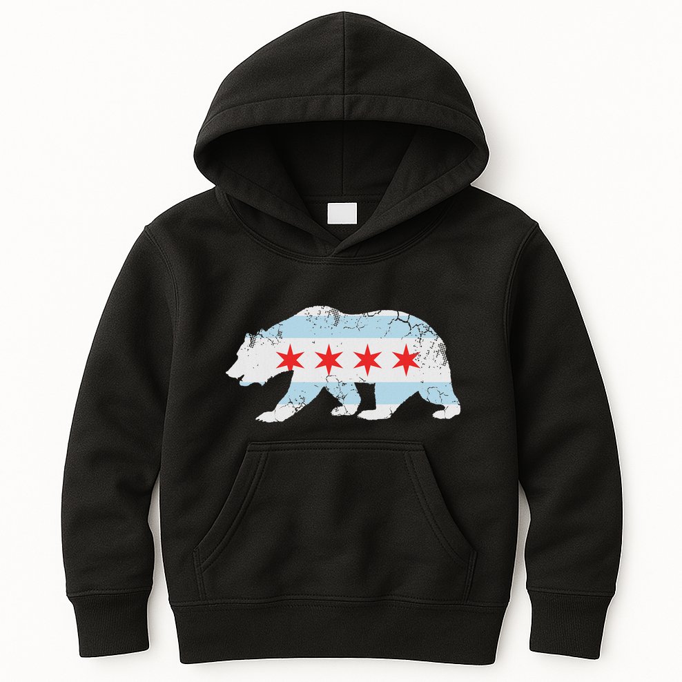 California Bear Chicago Flag Transplant Family Home Kids Hoodie