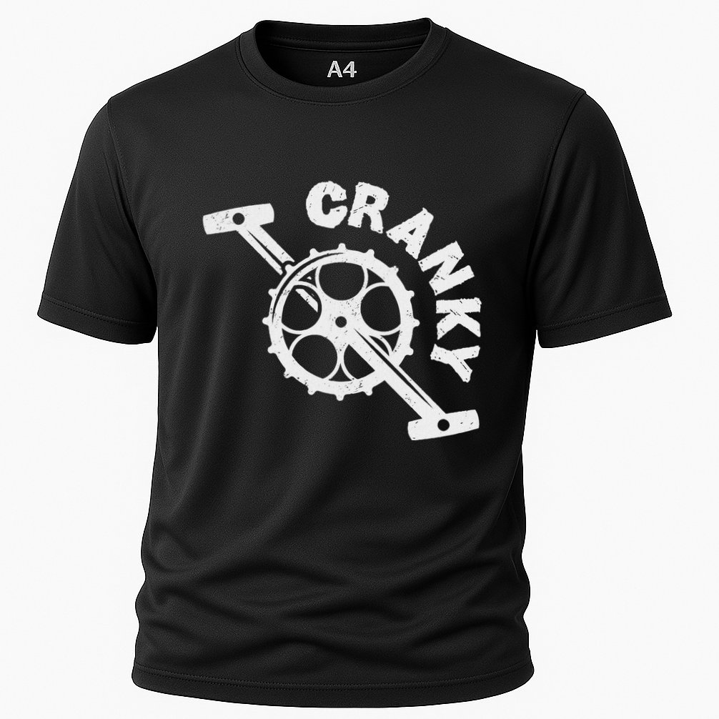 Cranky Bicycle Crank Cool Bike Rider Builder Cooling Performance Crew T-Shirt
