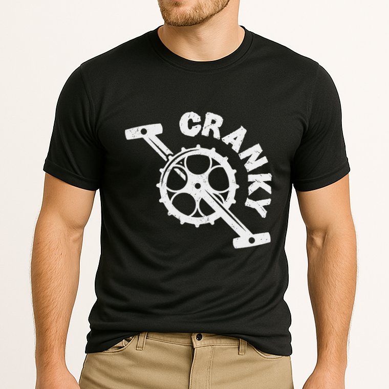 Cranky Bicycle Crank Cool Bike Rider Builder Cooling Performance Crew T-Shirt