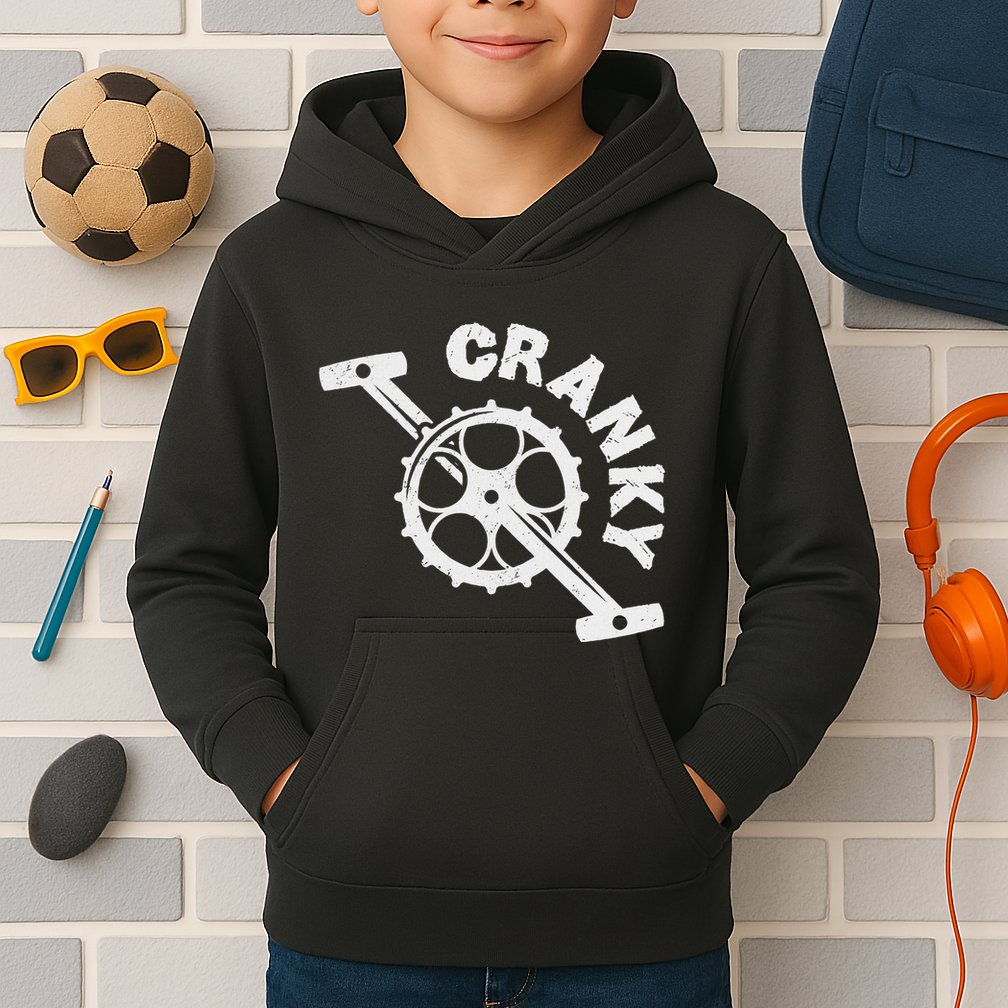 Cranky Bicycle Crank Cool Bike Rider Builder Kids Hoodie