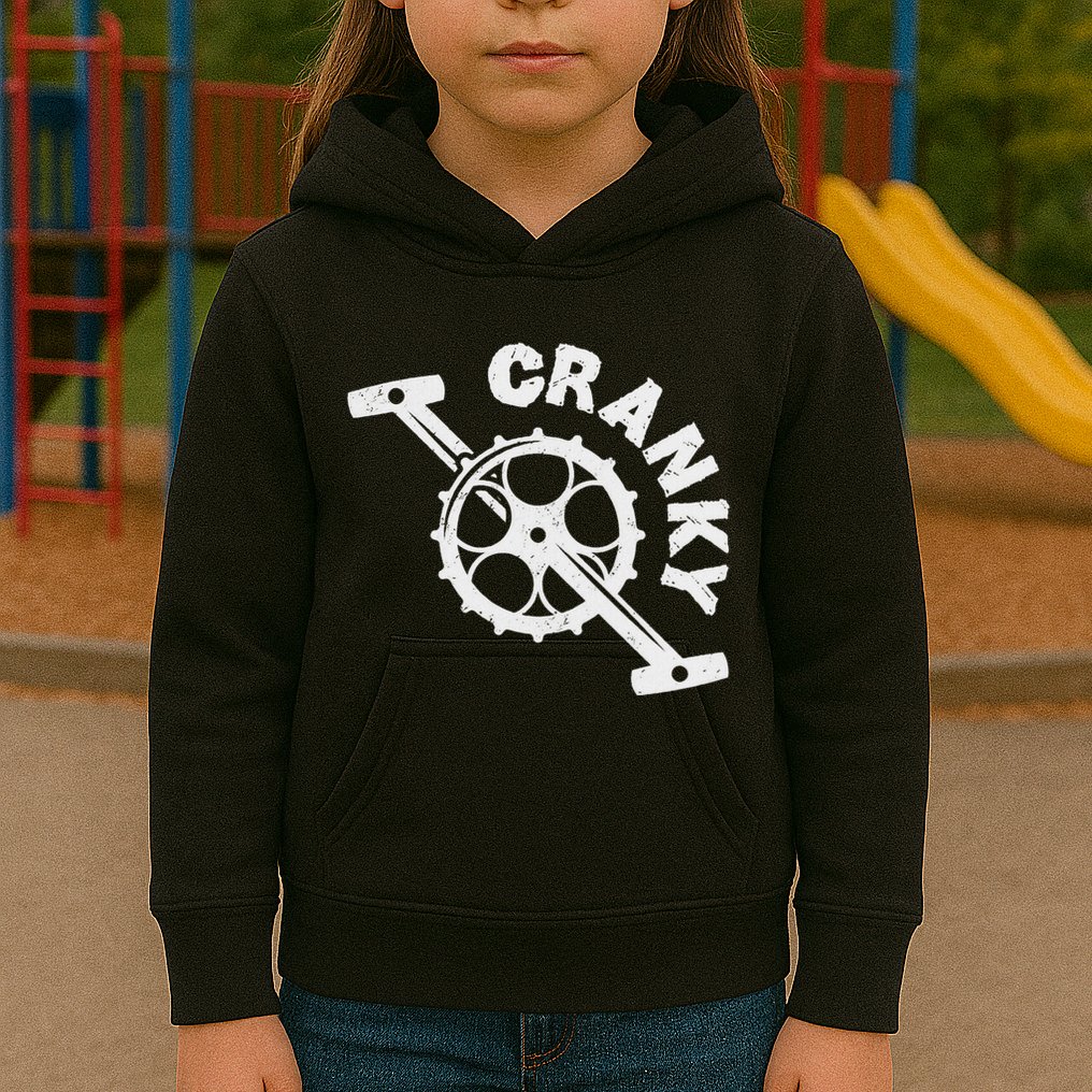Cranky Bicycle Crank Cool Bike Rider Builder Kids Hoodie