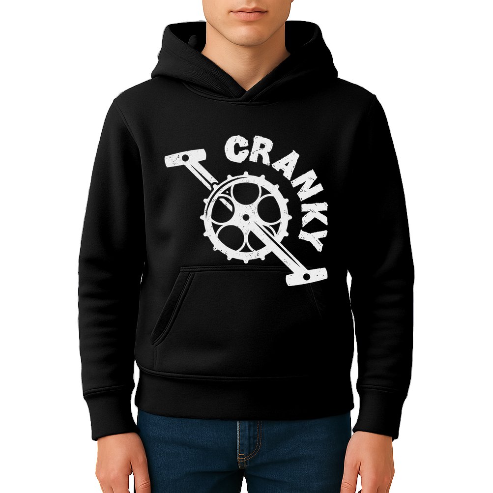 Cranky Bicycle Crank Cool Bike Rider Builder Kids Hoodie