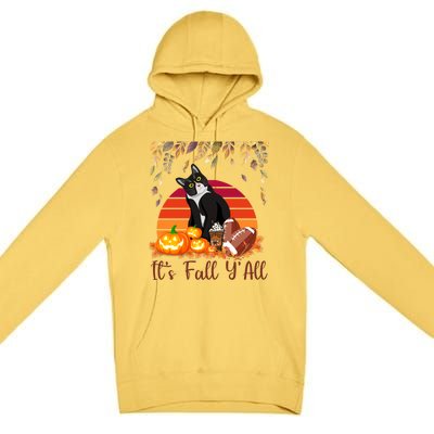 Cute Black Cat Lovers Thanksgiving Halloween ItS Fall YAll Great Gift Premium Pullover Hoodie