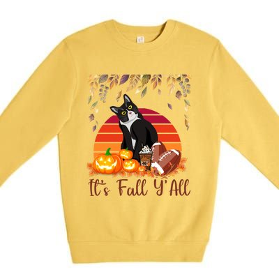 Cute Black Cat Lovers Thanksgiving Halloween ItS Fall YAll Great Gift Premium Crewneck Sweatshirt