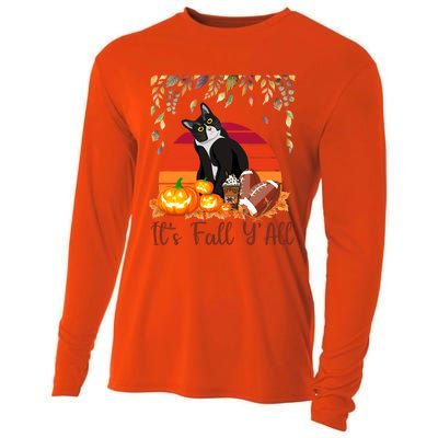 Cute Black Cat Lovers Thanksgiving Halloween ItS Fall YAll Great Gift Cooling Performance Long Sleeve Crew