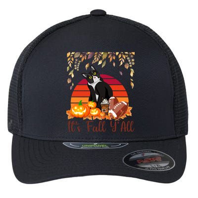 Cute Black Cat Lovers Thanksgiving Halloween ItS Fall YAll Great Gift Flexfit Unipanel Trucker Cap