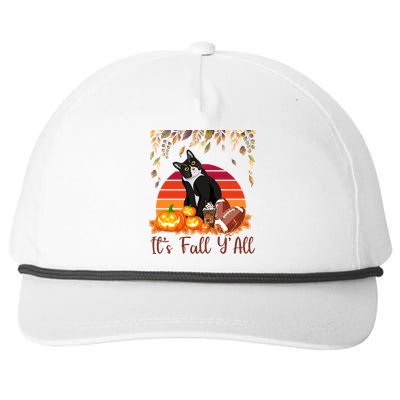 Cute Black Cat Lovers Thanksgiving Halloween ItS Fall YAll Great Gift Snapback Five-Panel Rope Hat