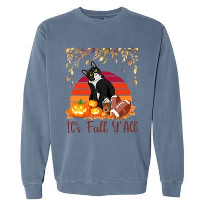 Cute Black Cat Lovers Thanksgiving Halloween ItS Fall YAll Great Gift Garment-Dyed Sweatshirt