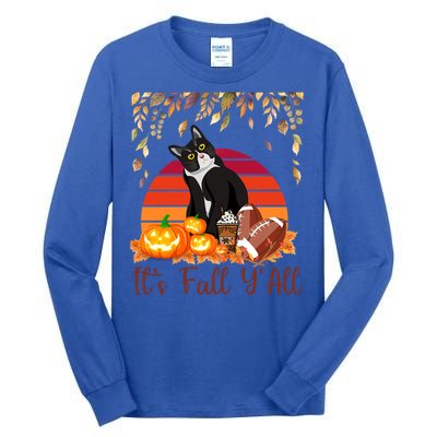 Cute Black Cat Lovers Thanksgiving Halloween ItS Fall YAll Great Gift Tall Long Sleeve T-Shirt