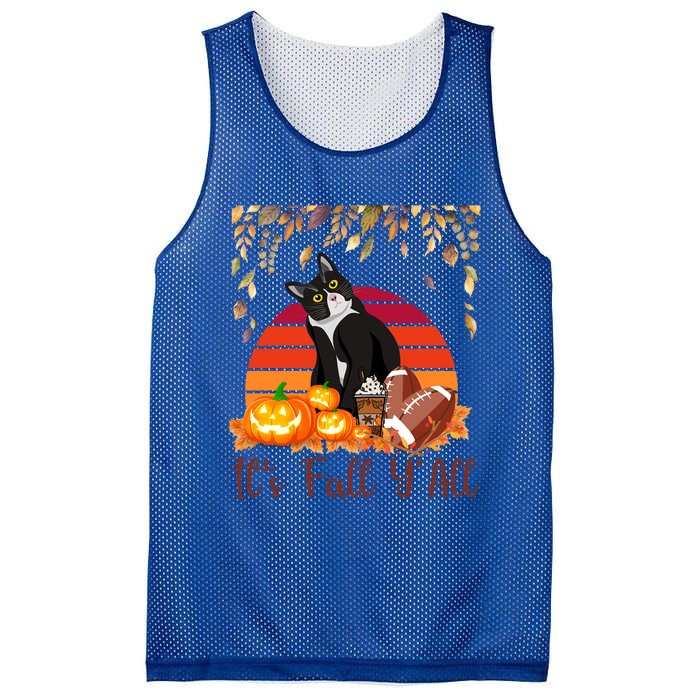 Cute Black Cat Lovers Thanksgiving Halloween ItS Fall YAll Great Gift Mesh Reversible Basketball Jersey Tank