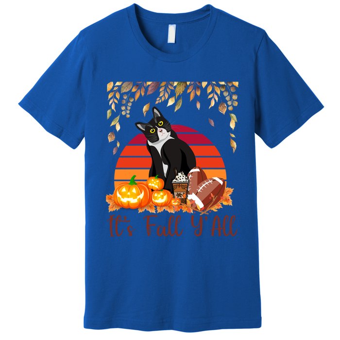 Cute Black Cat Lovers Thanksgiving Halloween ItS Fall YAll Great Gift Premium T-Shirt