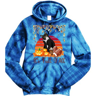 Cute Black Cat Lovers Thanksgiving Halloween ItS Fall YAll Great Gift Tie Dye Hoodie