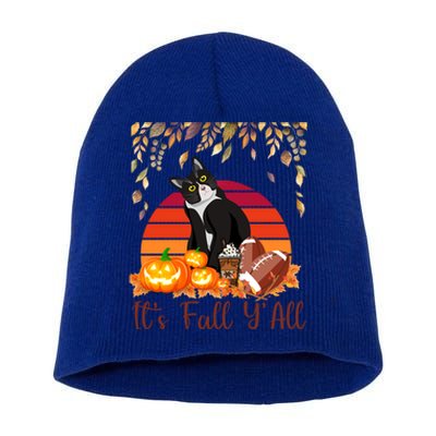 Cute Black Cat Lovers Thanksgiving Halloween ItS Fall YAll Great Gift Short Acrylic Beanie