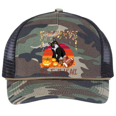 Cute Black Cat Lovers Thanksgiving Halloween ItS Fall YAll Great Gift Retro Rope Trucker Hat Cap