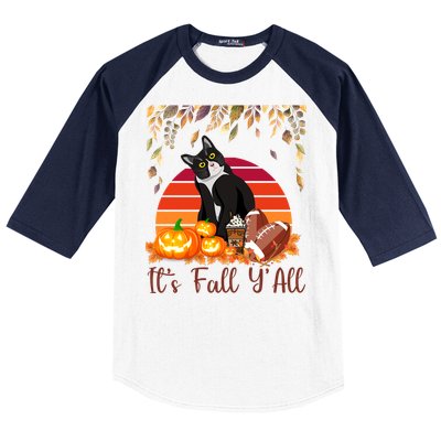 Cute Black Cat Lovers Thanksgiving Halloween ItS Fall YAll Great Gift Baseball Sleeve Shirt