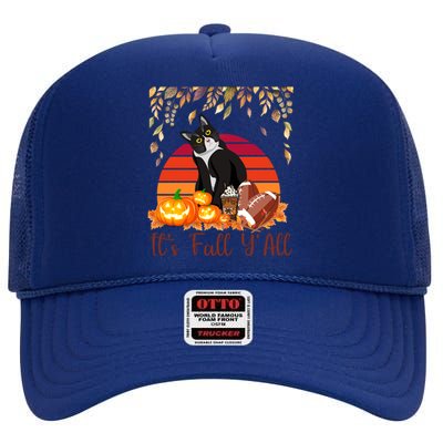 Cute Black Cat Lovers Thanksgiving Halloween ItS Fall YAll Great Gift High Crown Mesh Back Trucker Hat