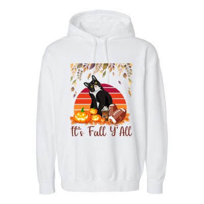 Cute Black Cat Lovers Thanksgiving Halloween ItS Fall YAll Great Gift Garment-Dyed Fleece Hoodie