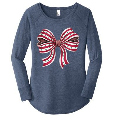 Coquette Bow Christmas Tree Cake Christmas Vibes Women Women's Perfect Tri Tunic Long Sleeve Shirt