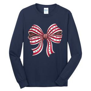 Coquette Bow Christmas Tree Cake Christmas Vibes Women Tall Long Sleeve T-Shirt