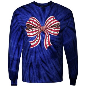 Coquette Bow Christmas Tree Cake Christmas Vibes Women Tie-Dye Long Sleeve Shirt