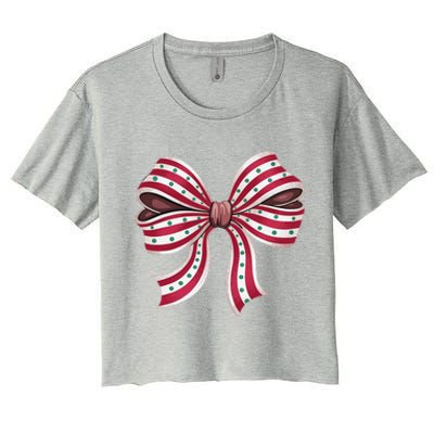 Coquette Bow Christmas Tree Cake Christmas Vibes Women Women's Crop Top Tee