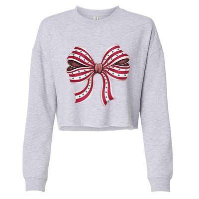 Coquette Bow Christmas Tree Cake Christmas Vibes Women Cropped Pullover Crew