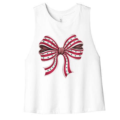 Coquette Bow Christmas Tree Cake Christmas Vibes Women Women's Racerback Cropped Tank