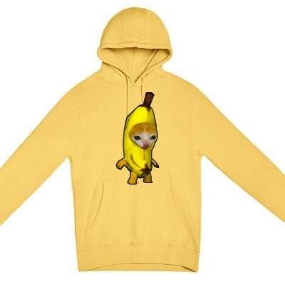 Cute Banana Cat Happy Bananacat Meme Kitty Premium Pullover Hoodie