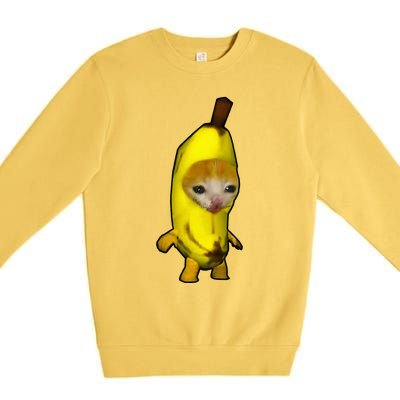 Cute Banana Cat Happy Bananacat Meme Kitty Premium Crewneck Sweatshirt