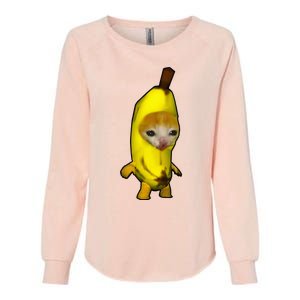 Cute Banana Cat Happy Bananacat Meme Kitty Womens California Wash Sweatshirt