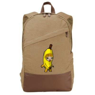 Cute Banana Cat Happy Bananacat Meme Kitty Cotton Canvas Backpack