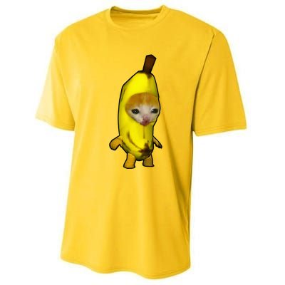 Cute Banana Cat Happy Bananacat Meme Kitty Performance Sprint T-Shirt