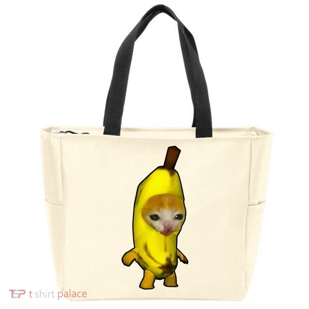 Cute Banana Cat Happy Bananacat Meme Kitty Zip Tote Bag