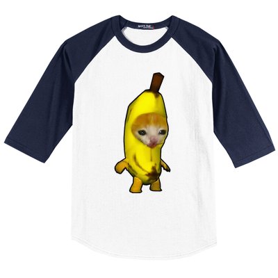 Cute Banana Cat Happy Bananacat Meme Kitty Baseball Sleeve Shirt