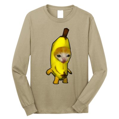 Cute Banana Cat Happy Bananacat Meme Kitty Long Sleeve Shirt