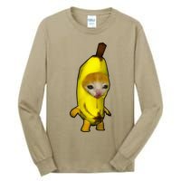 Cute Banana Cat Happy Bananacat Meme Kitty Tall Long Sleeve T-Shirt