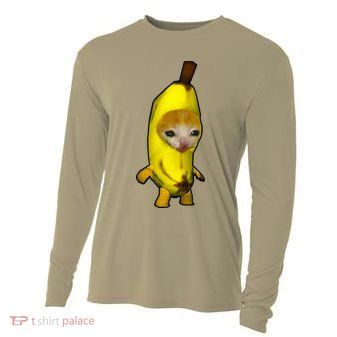 Cute Banana Cat Happy Bananacat Meme Kitty Cooling Performance Long Sleeve Crew