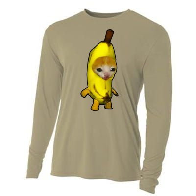 Cute Banana Cat Happy Bananacat Meme Kitty Cooling Performance Long Sleeve Crew