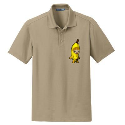 Cute Banana Cat Happy Bananacat Meme Kitty Dry Zone Grid Polo