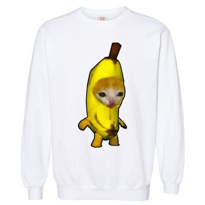 Cute Banana Cat Happy Bananacat Meme Kitty Garment-Dyed Sweatshirt