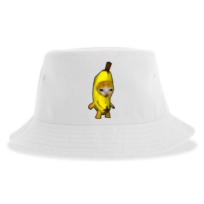 Cute Banana Cat Happy Bananacat Meme Kitty Sustainable Bucket Hat