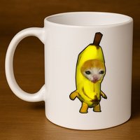 Cute Banana Cat Happy Bananacat Meme Kitty 11oz C Handle Ceramic Mug