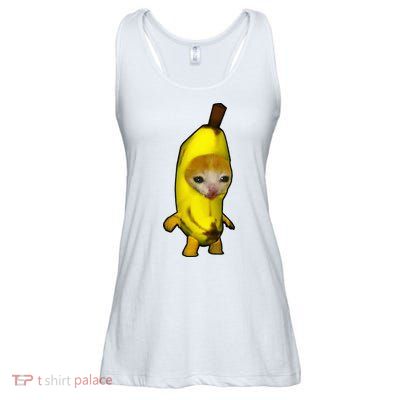 Cute Banana Cat Happy Bananacat Meme Kitty Ladies Essential Flowy Tank
