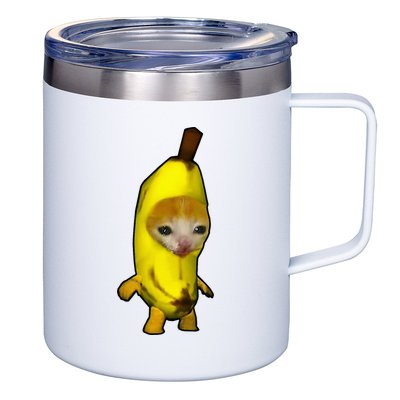 Cute Banana Cat Happy Bananacat Meme Kitty 12oz Stainless Steel Coffee Mug