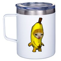 Cute Banana Cat Happy Bananacat Meme Kitty 12oz Stainless Steel Coffee Mug