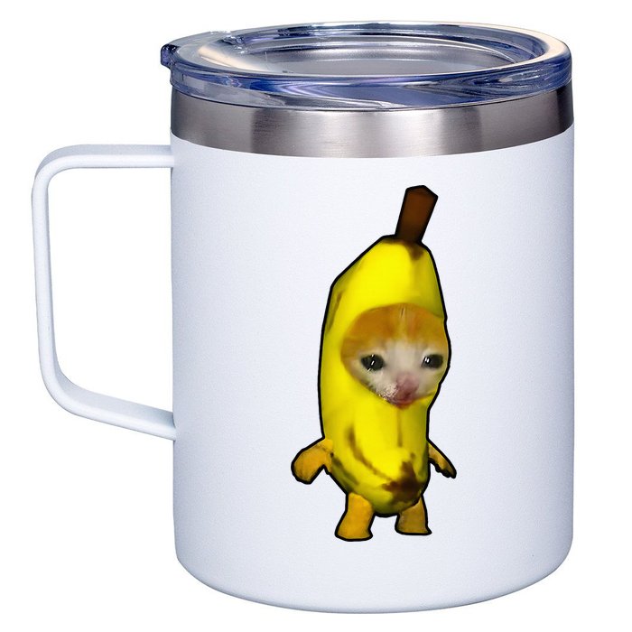 Cute Banana Cat Happy Bananacat Meme Kitty 12oz Stainless Steel Coffee Mug