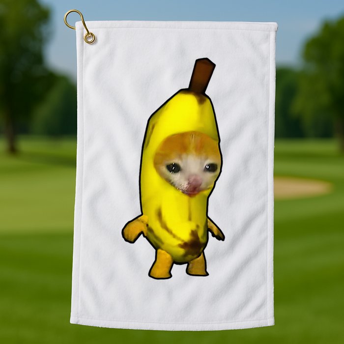 Cute Banana Cat Happy Bananacat Meme Kitty Golf Towel