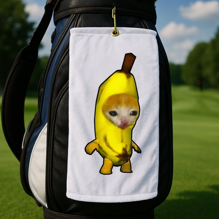 Cute Banana Cat Happy Bananacat Meme Kitty Golf Towel